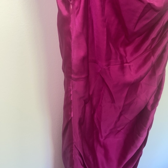 NWT Cinq a Sept Barbiecore Pink Asymmetrical Nikita Petunia Silk Dress - Picture 4 of 10